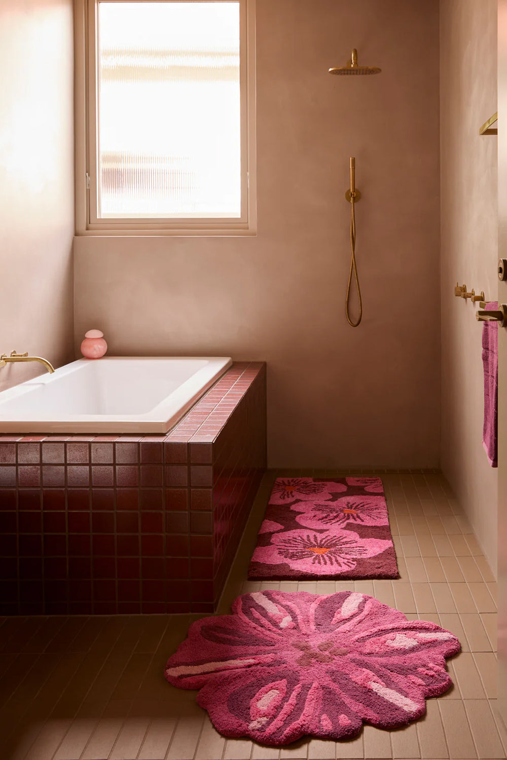 Bonnie and Neil Jardin Pink Long Bath Mat