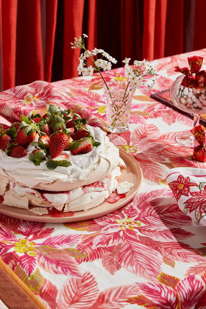 BONNIE AND NEIL POINTSETTIA RED TABLECLOTH LARGE