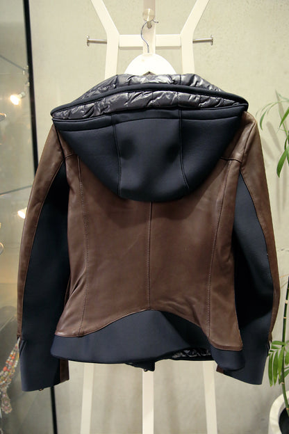 Delan Brown Leather Jacket with Hood