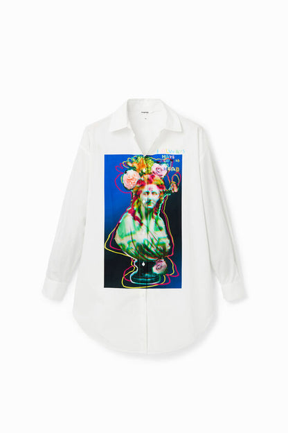 DESIGUAL OVERSIZE WHITE BUST SHIRT