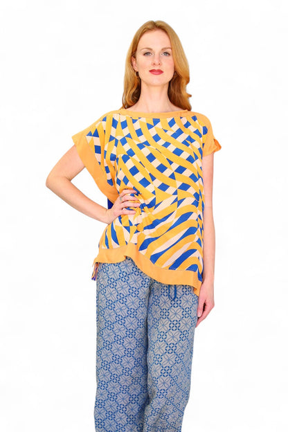 Duet Silk Farrah Moon Top Tangerine