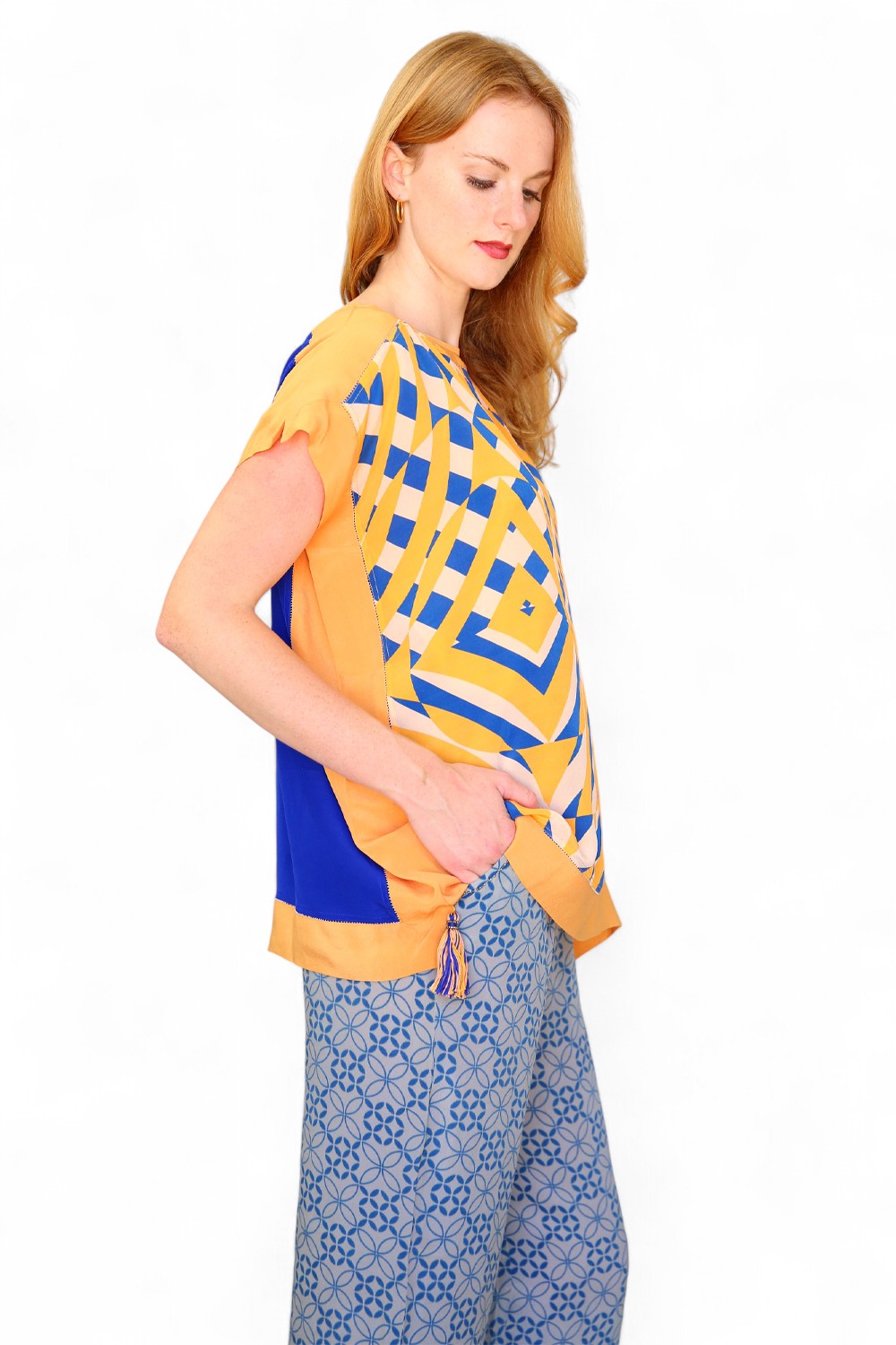 Duet Silk Farrah Moon Top Tangerine