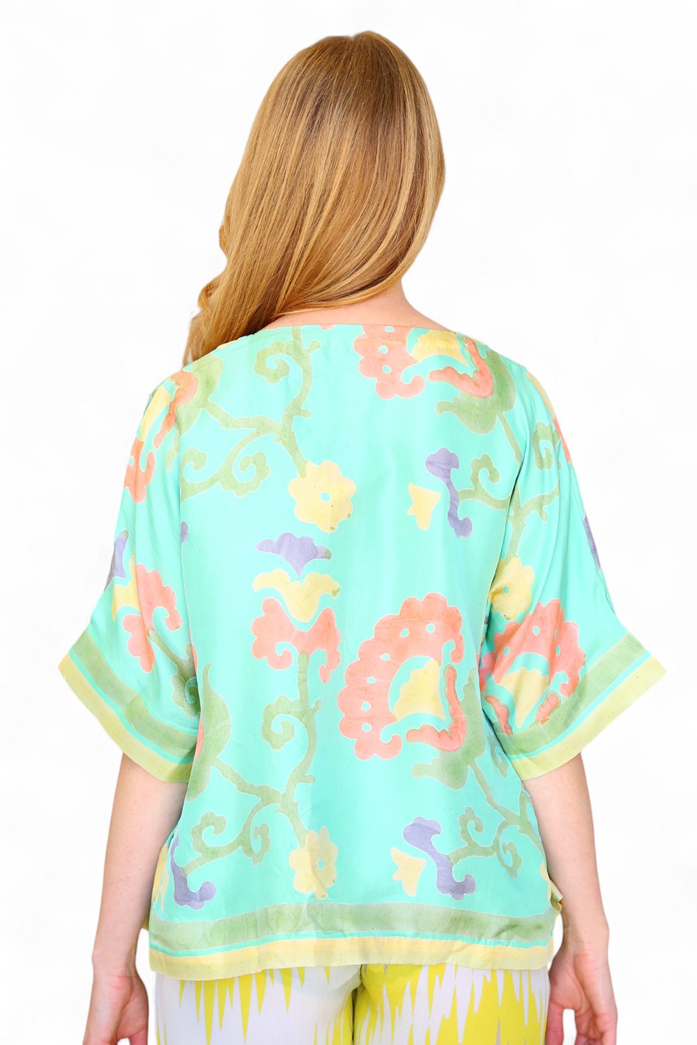 Anupamaa Silk Cropped Kimono Aqua