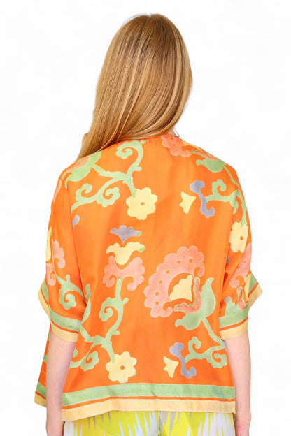 Anupamaa Silk Cropped Kimono Orange