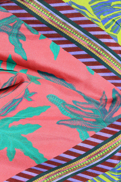 Eleni Malami Floral Silk Bag with Green Tassels