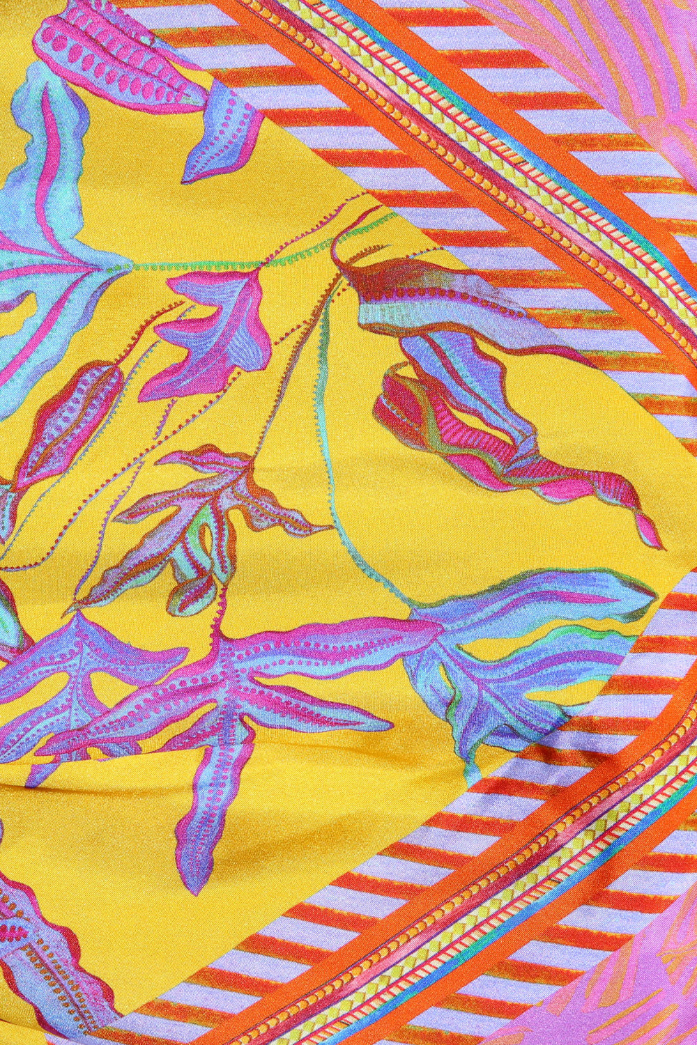 Eleni Malami Floral Silk Bag with Orange Tassels