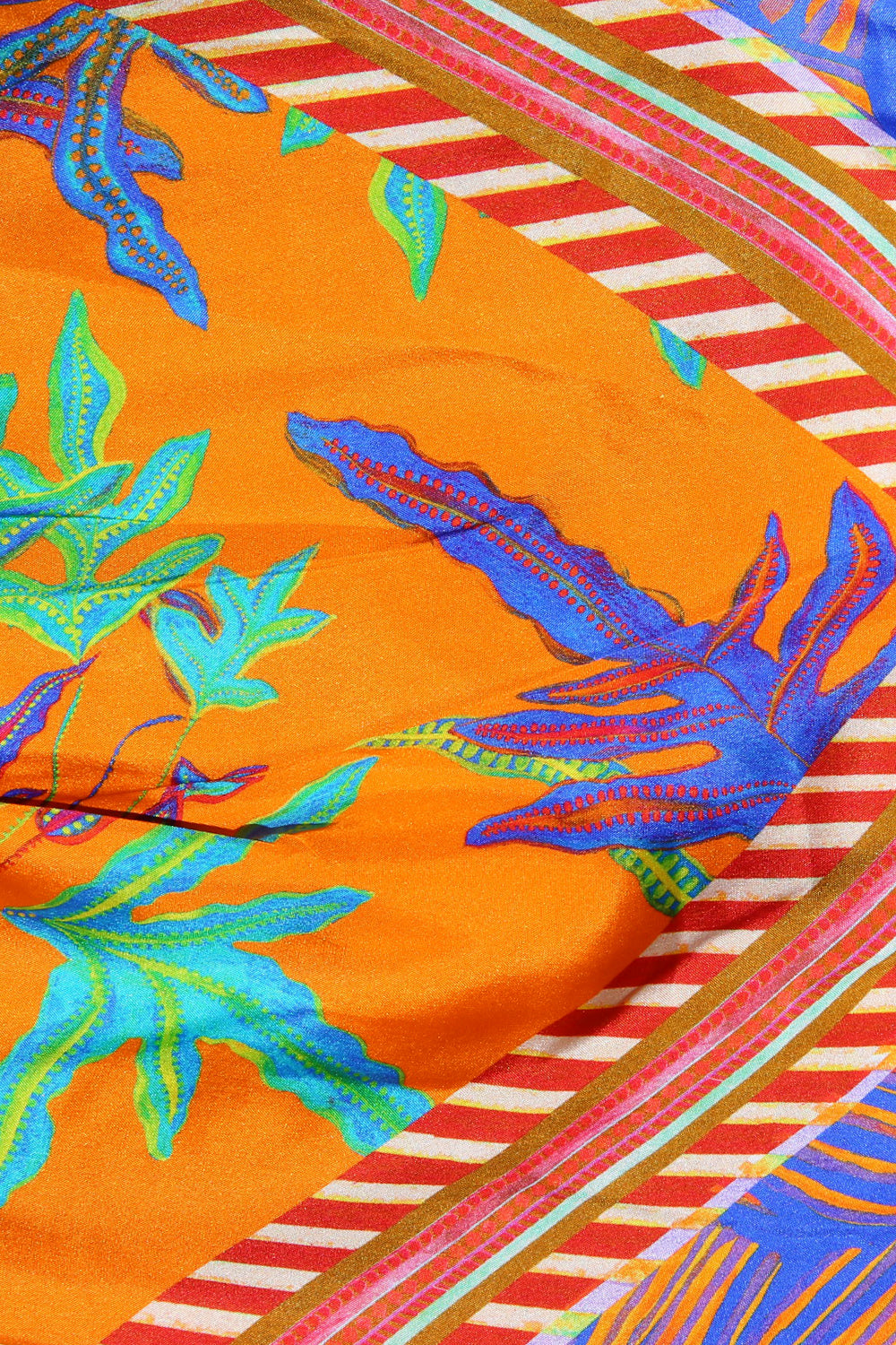 Eleni Malami Floral Silk Bag with Blue Tassels