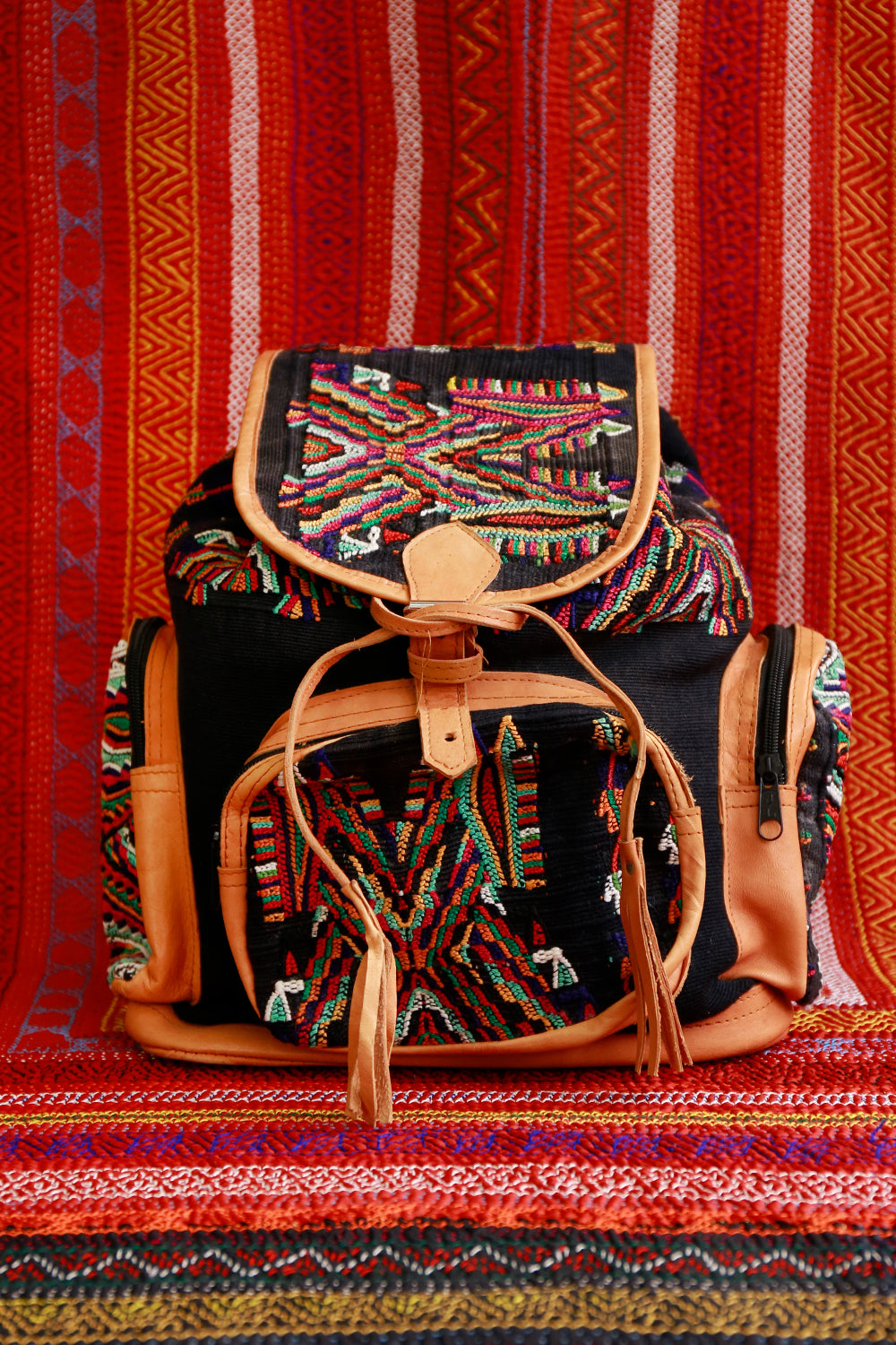 LAS NINAS EMBROIDERED BACKPACK BLACK