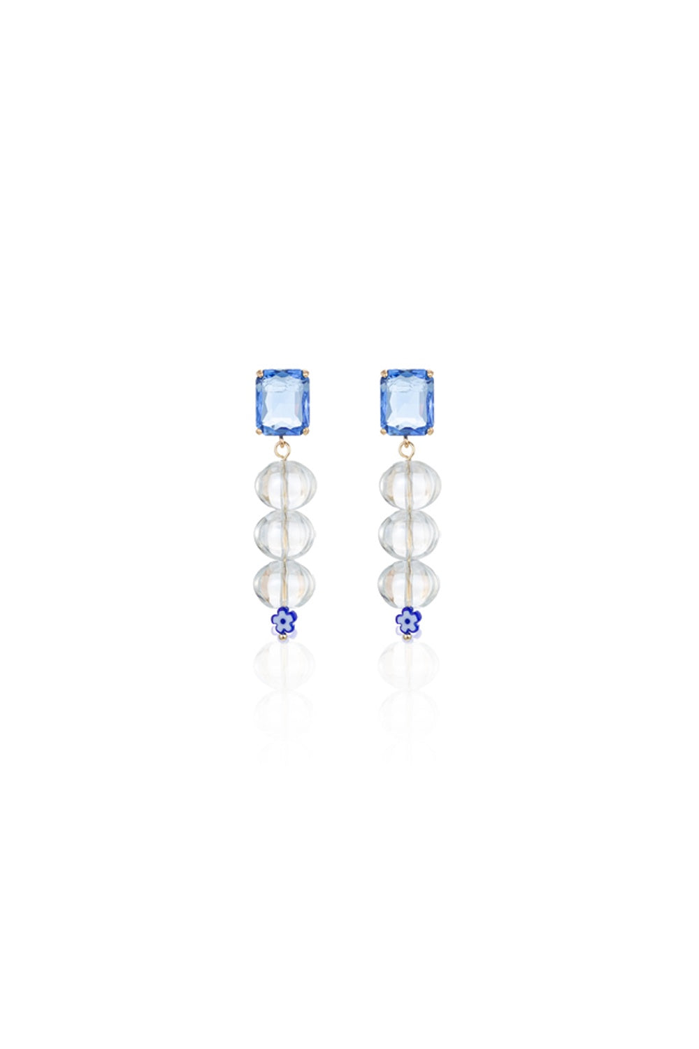 FADO EARRING TRIPLE STONE BLUE DAISY