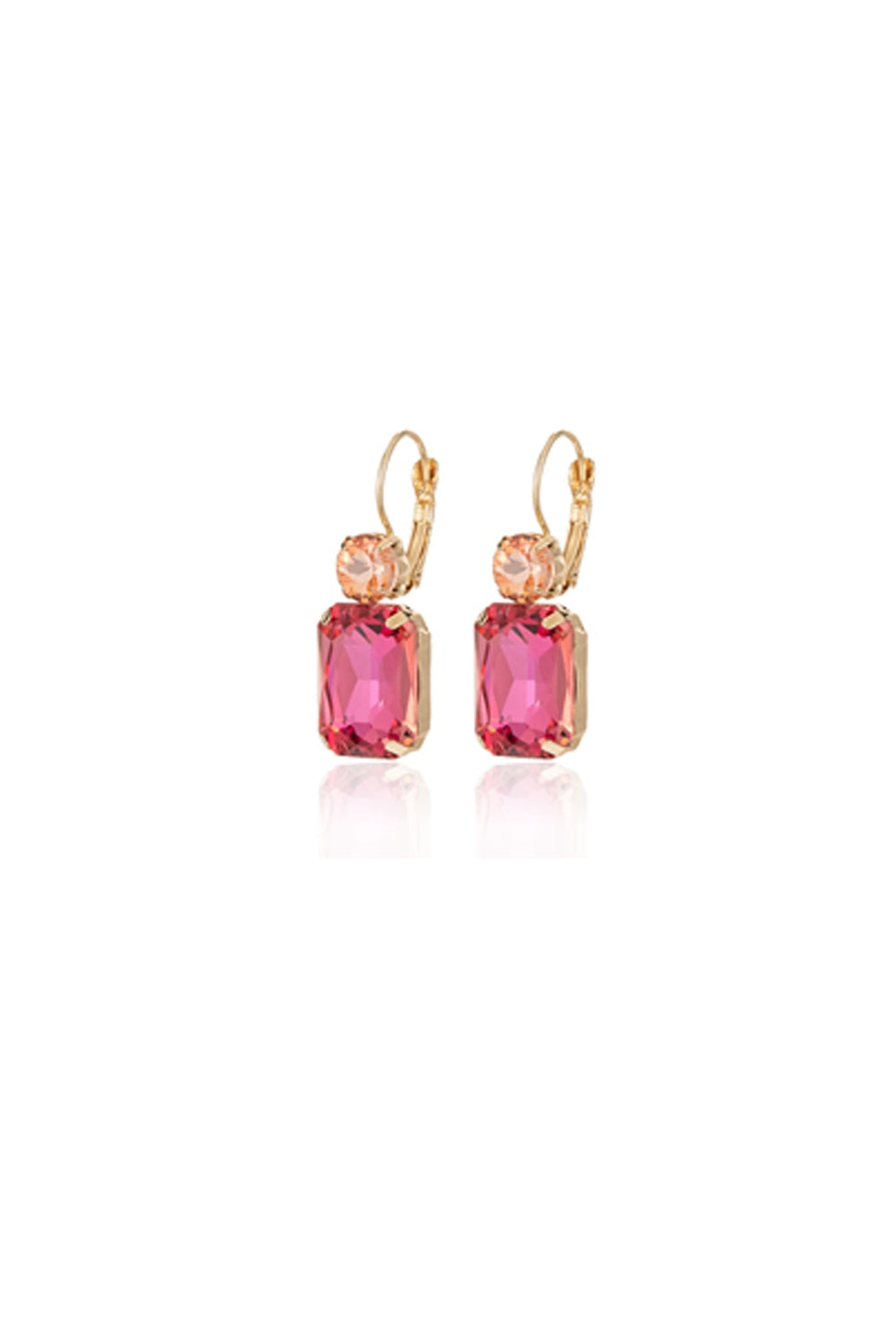 FADO EARRING DOUBLE RED STONE RECTANGLE