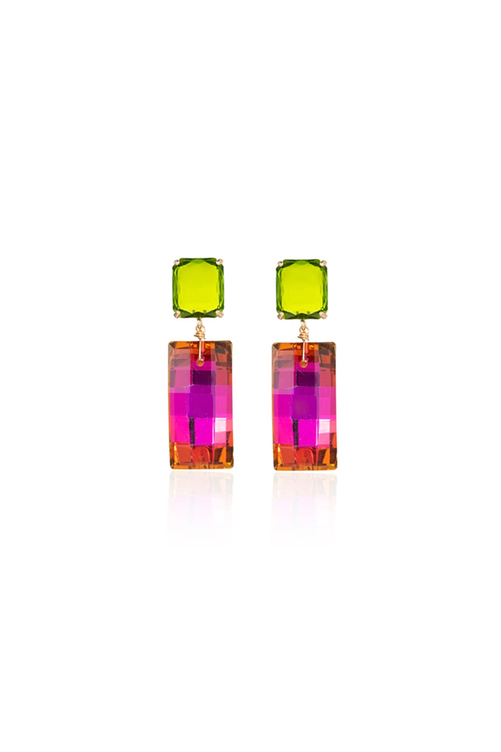 FADO EARRING PINK GREEN DECO STONE