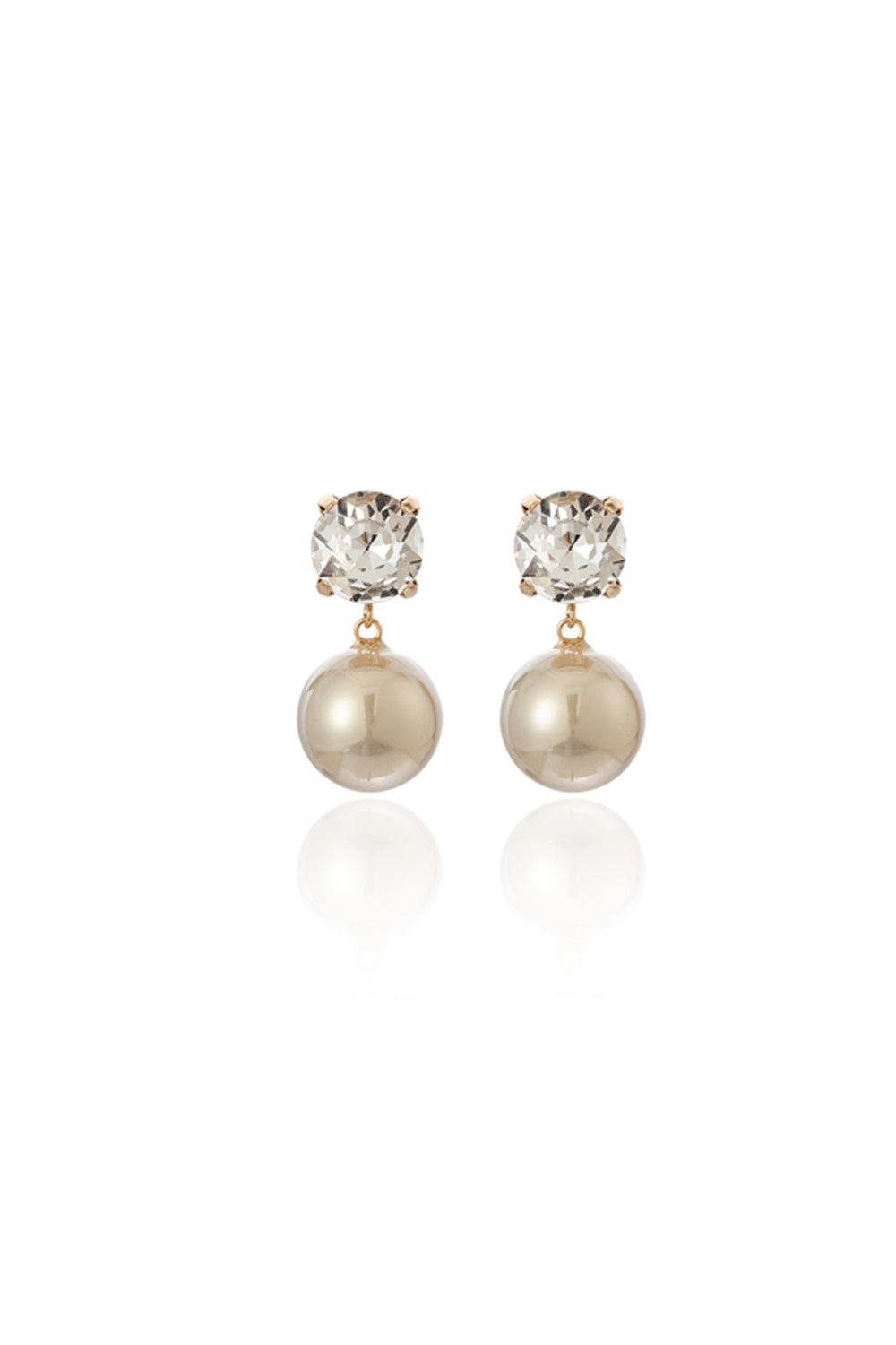 FADO EARRING CLEAR GEM STONE WITH PEARL BALL