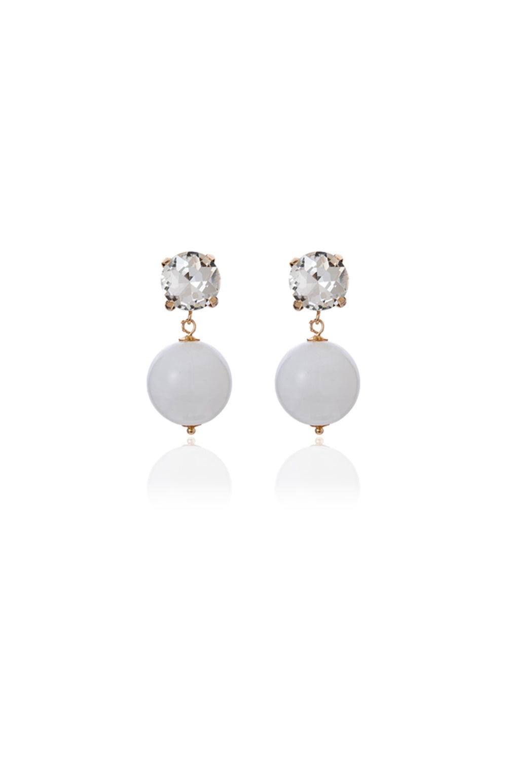 FADO EARRING CLEAR GEM STONE WITH WHITE BALL