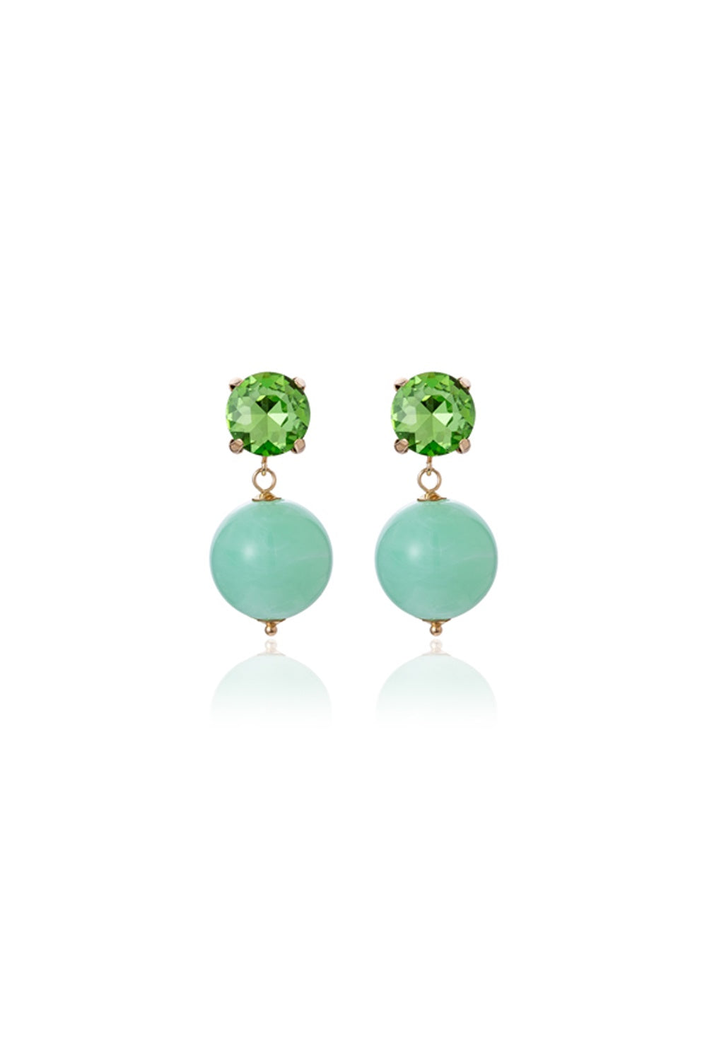 FADO EARRING LIME GREEN GEM STONE WITH MINT GREEN BALL