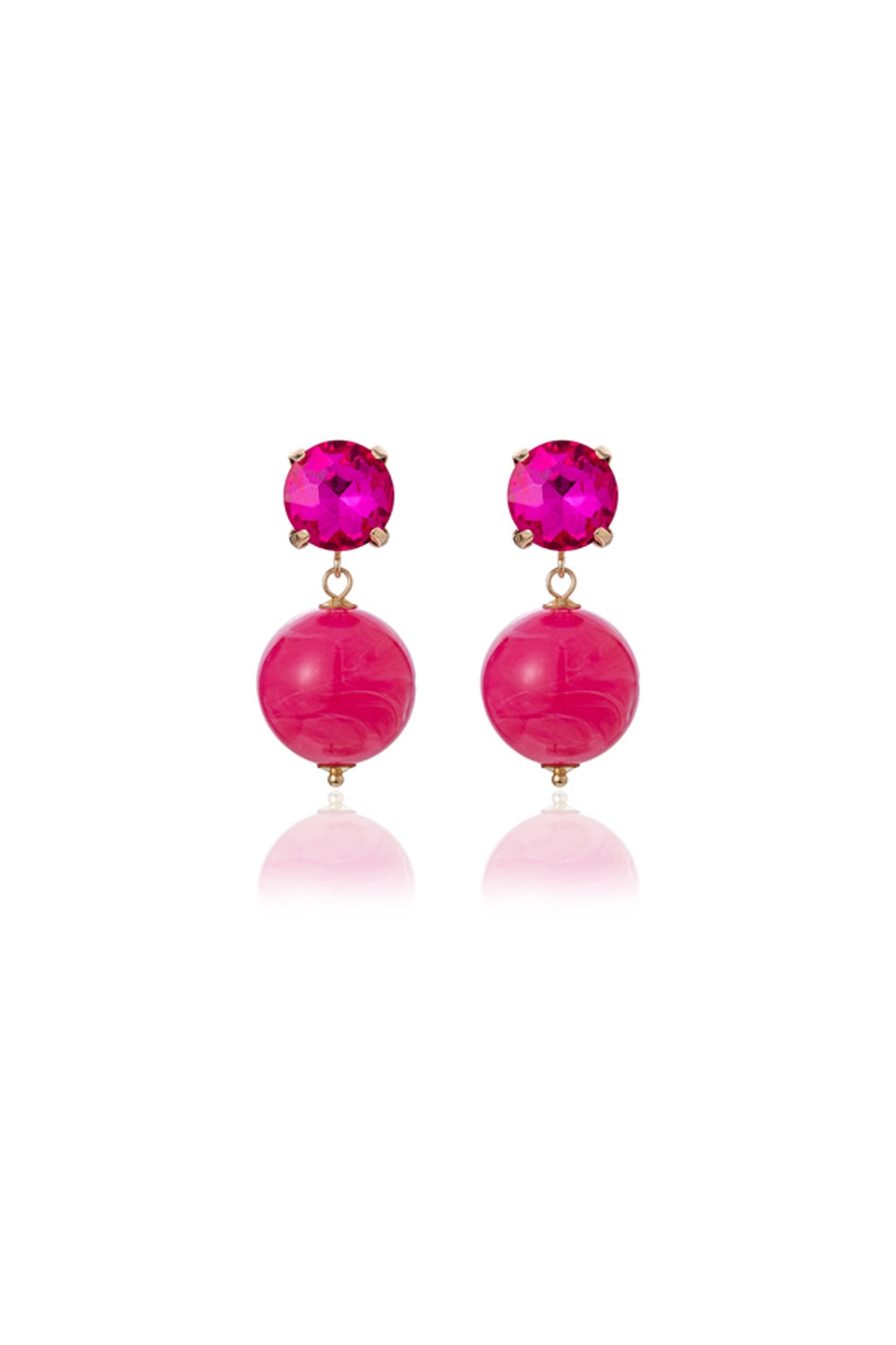 FADO EARRING DARK PINK GEM STONE WITH PINK BALL