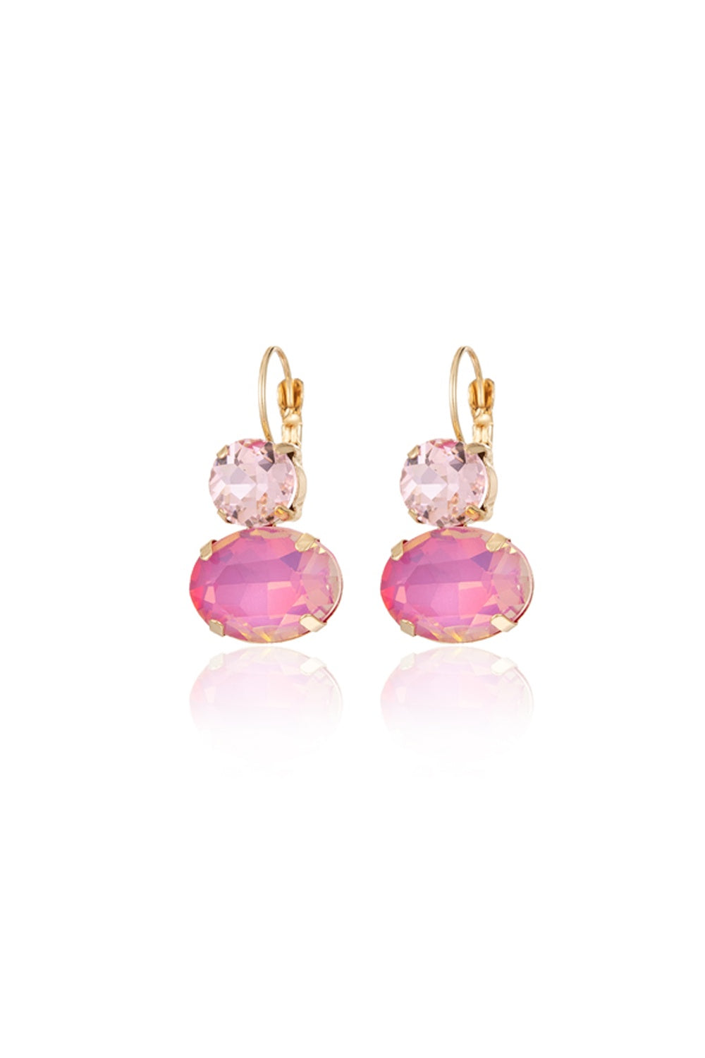 FADO EARRING DOUBLE LIGHT PINK GEM STONES