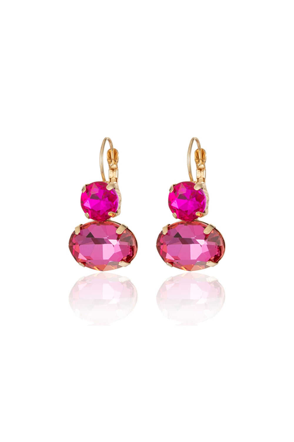 FADO EARRING DOUBLE PINK GEM STONES