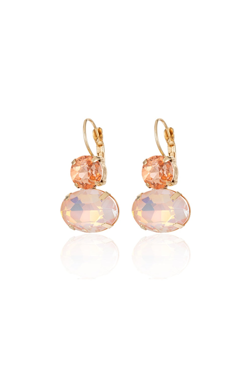 FADO EARRING DOUBLE  GEM STONES BLUSH PINK