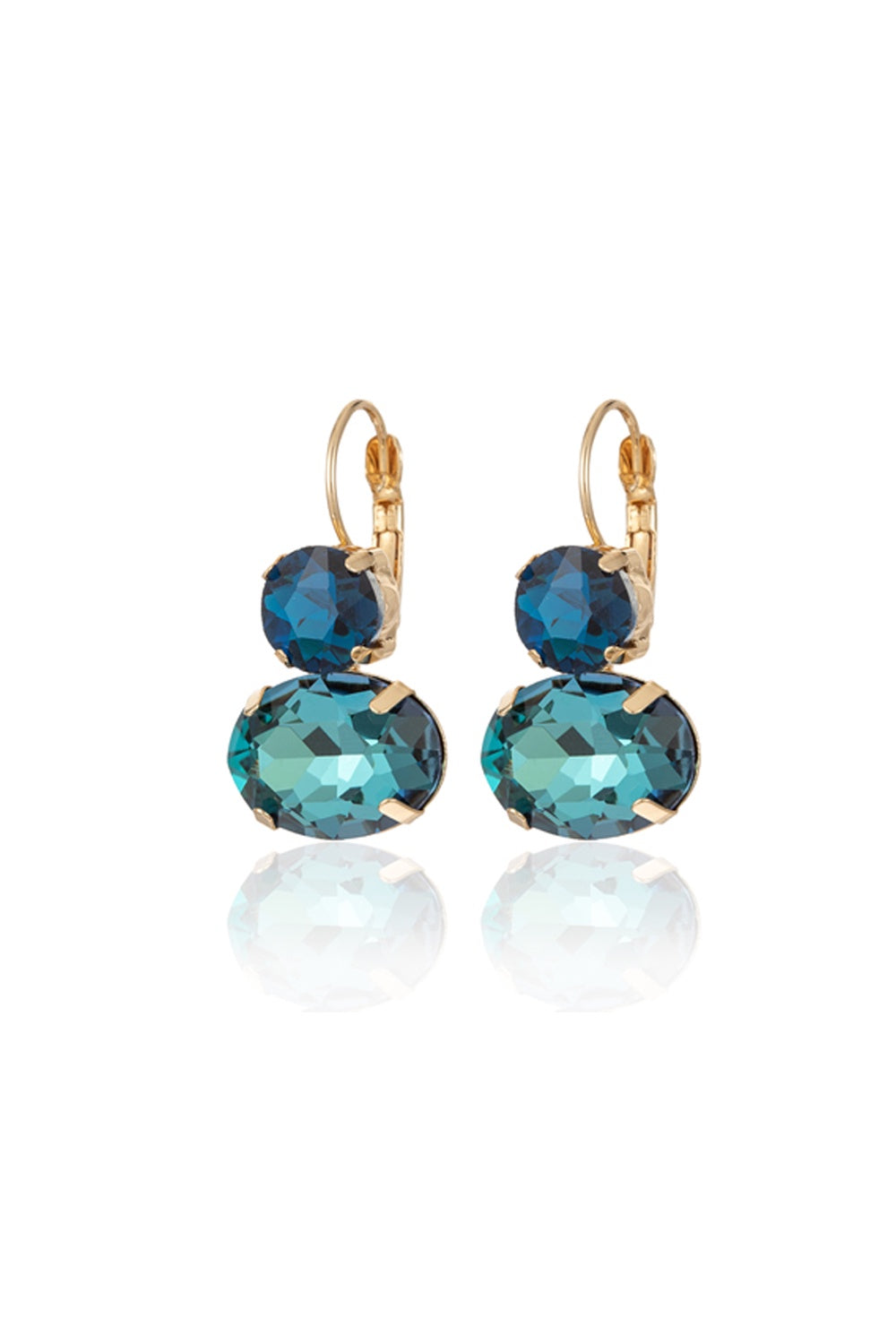 FADO EARRING DOUBLE NAVY BLUE GEM STONES