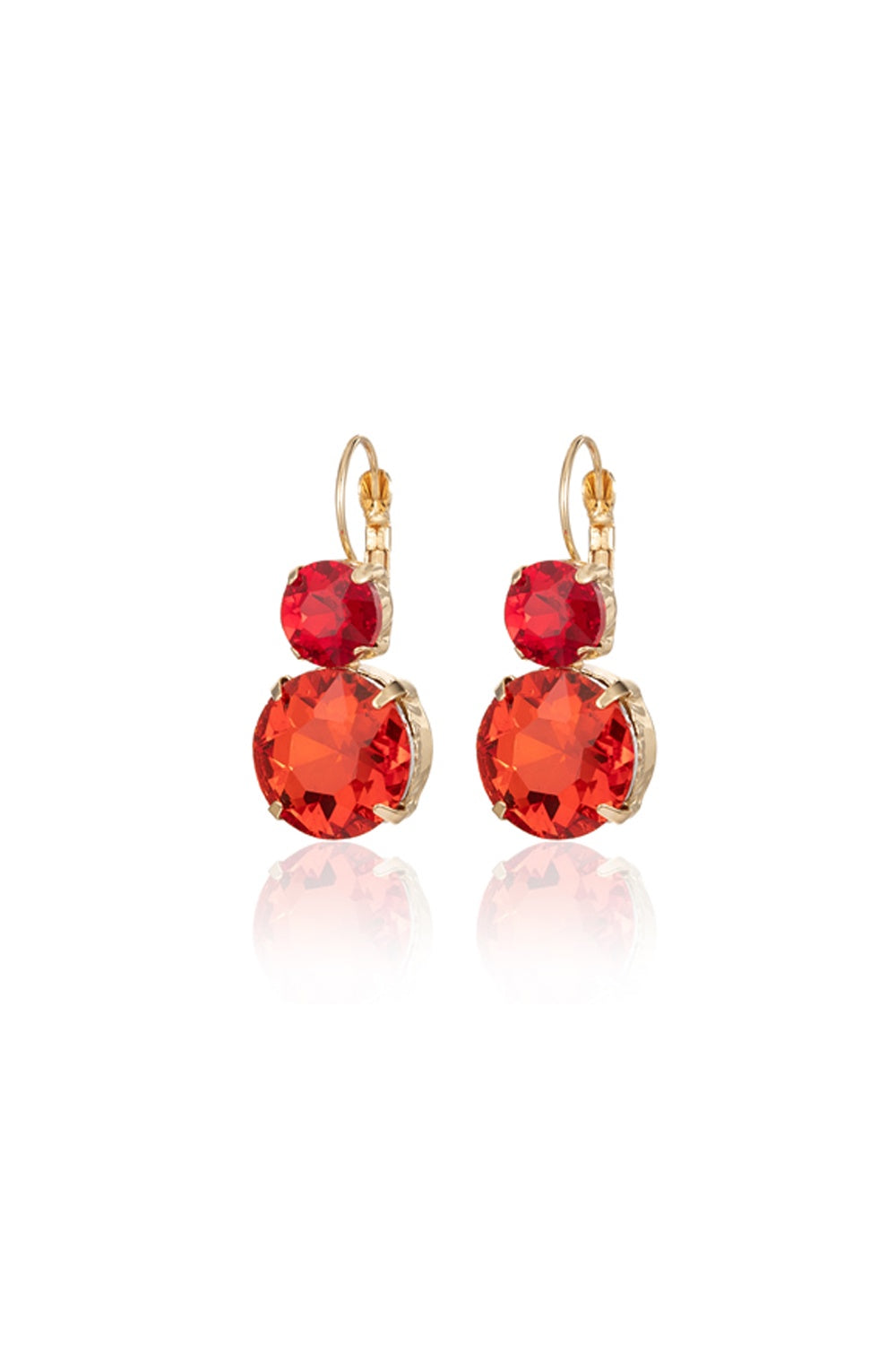 FADO EARRING DOUBLE RUBY RED GEM STONES