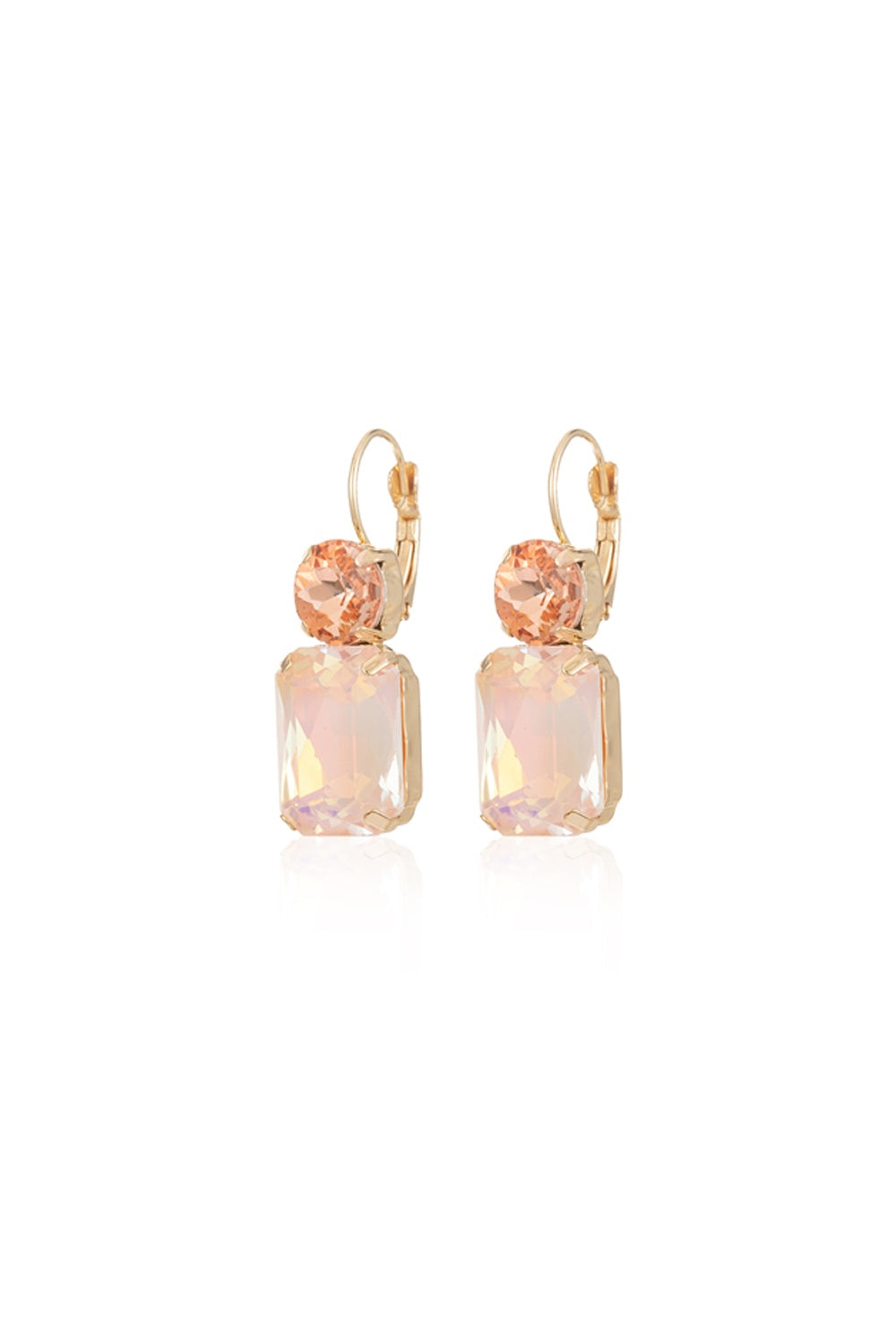 FADO EARRING DOUBLE BLUSH PINK STONE RECTANGLE