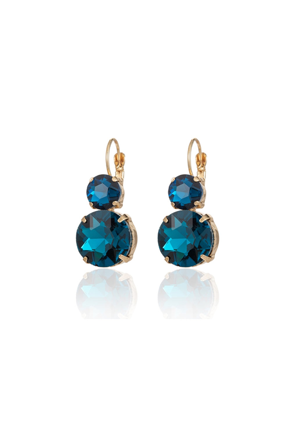 FADO EARRING DOUBLE GEM STONES MIDNIGHT BLUE