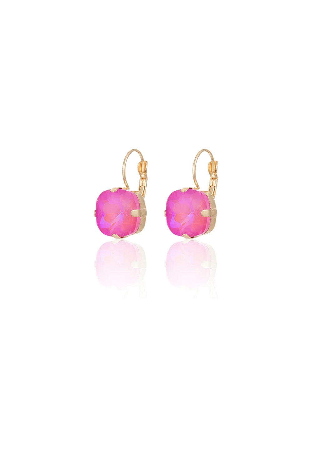 FADO EARRING PINK STONE ROUND