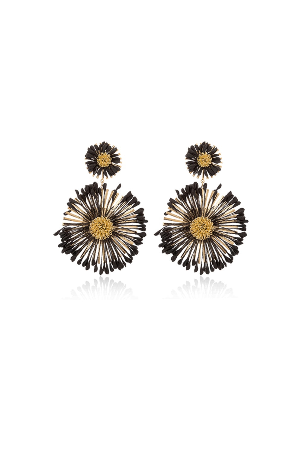 FLORA EARRING LARGE GOLD AND BLACK