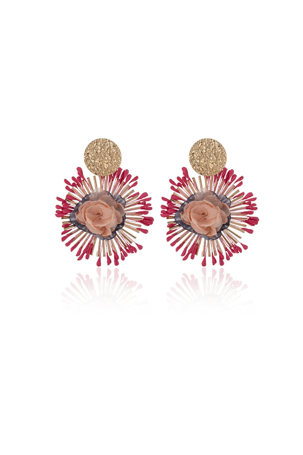 FLORA EARRING GOLD FLOWER BLUSH/GREY/PINK