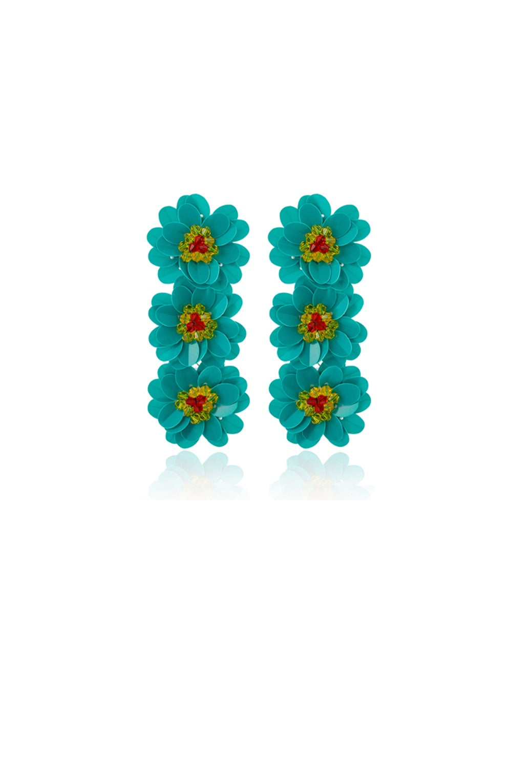 FLORA EARRING THREE GREEN FLOWERS