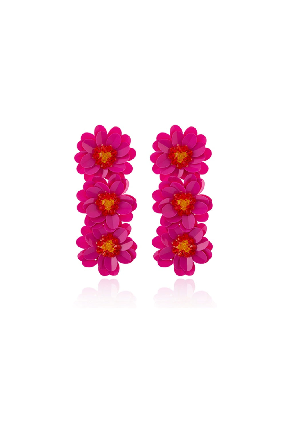 FLORA EARRING THREE PINK FLOWERS