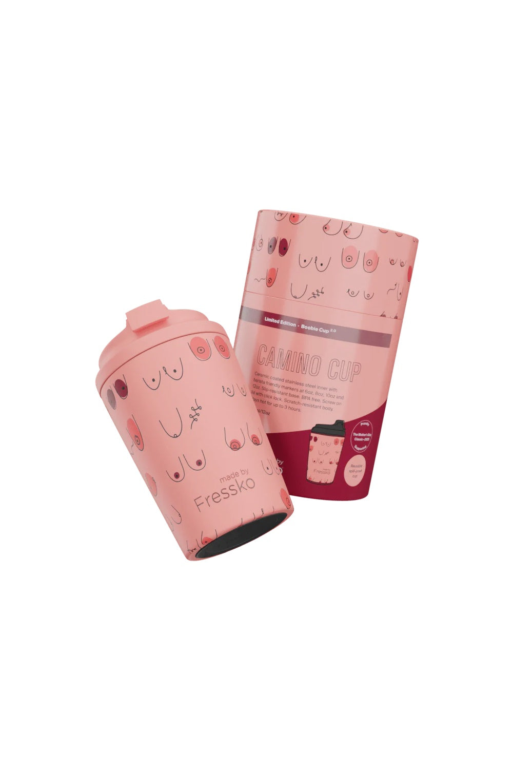 FRESSKO REUSABLE CUP CERAMIC CAMINO BOOBIE PEACHY