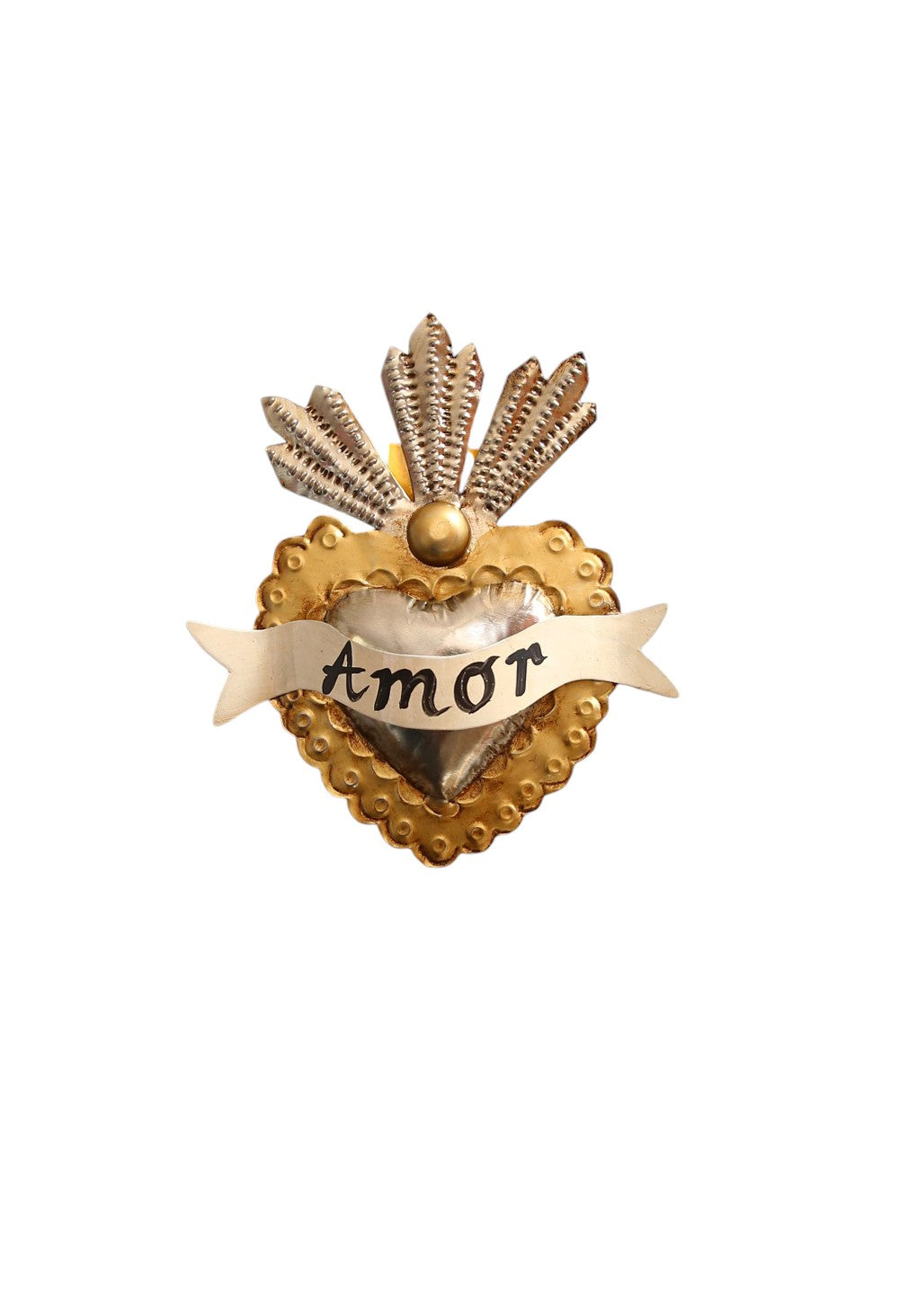 MEXICAN METALLIC HEART &quot;AMOR&quot;