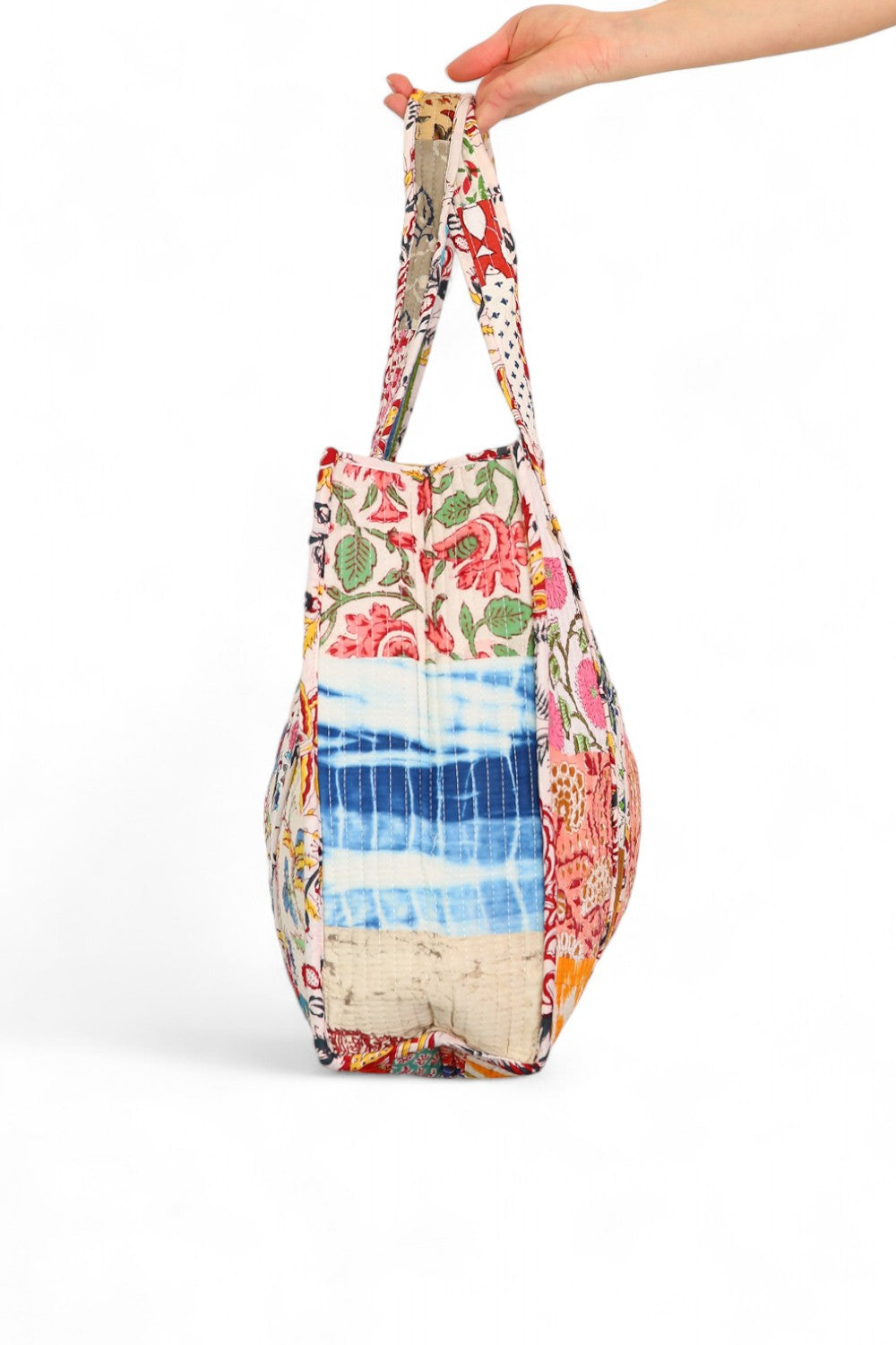 hiHANDMADEPATCHWORK FLORAL COTTON TOTE BAG