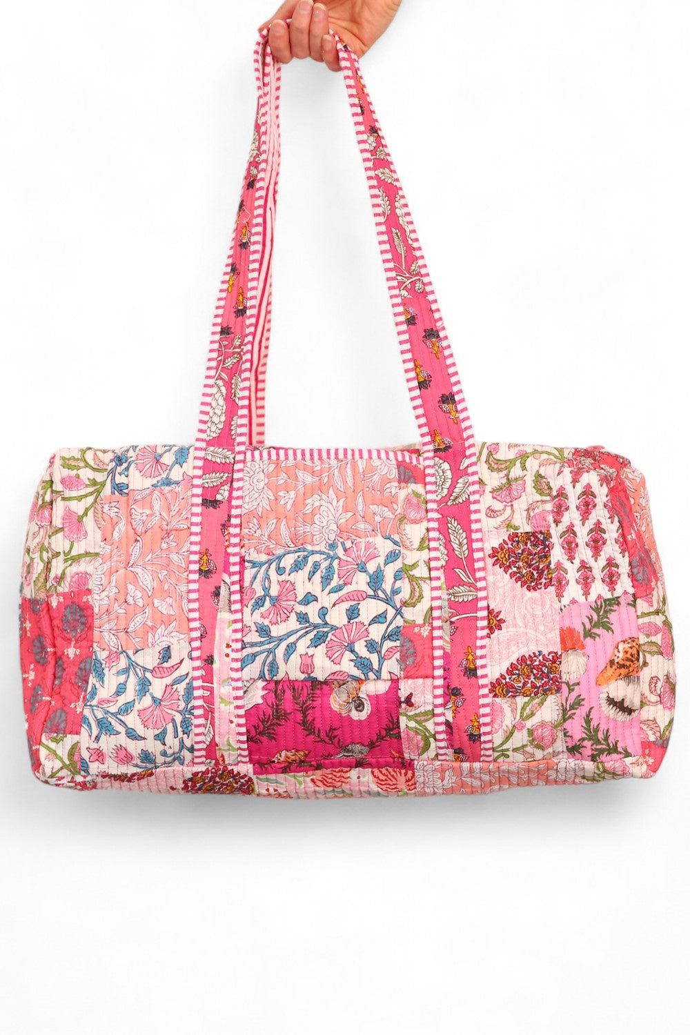 hiHANDMADE PATCHWORK PINK DUFFLE BAG