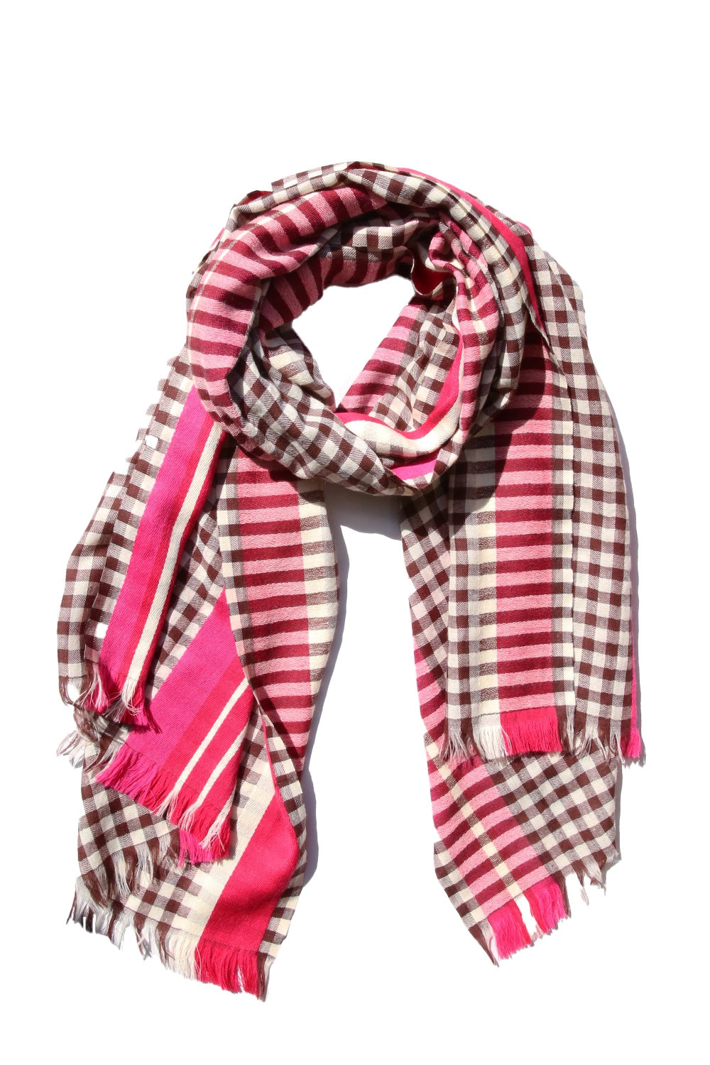 Inoui Editions Marci Check Scarf Fuchsia