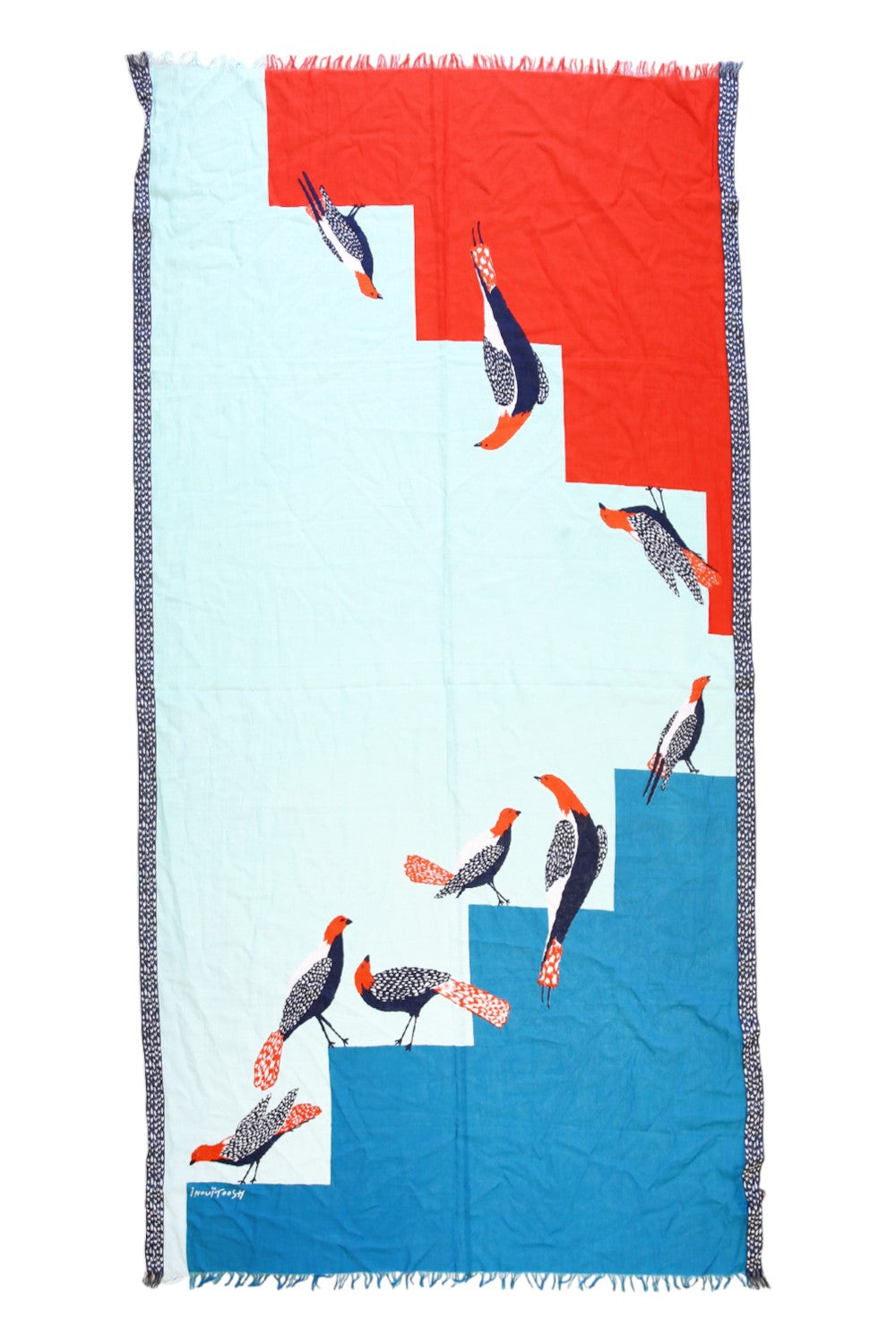 Inoui Editions Etole Birds Red Blue Scarf
