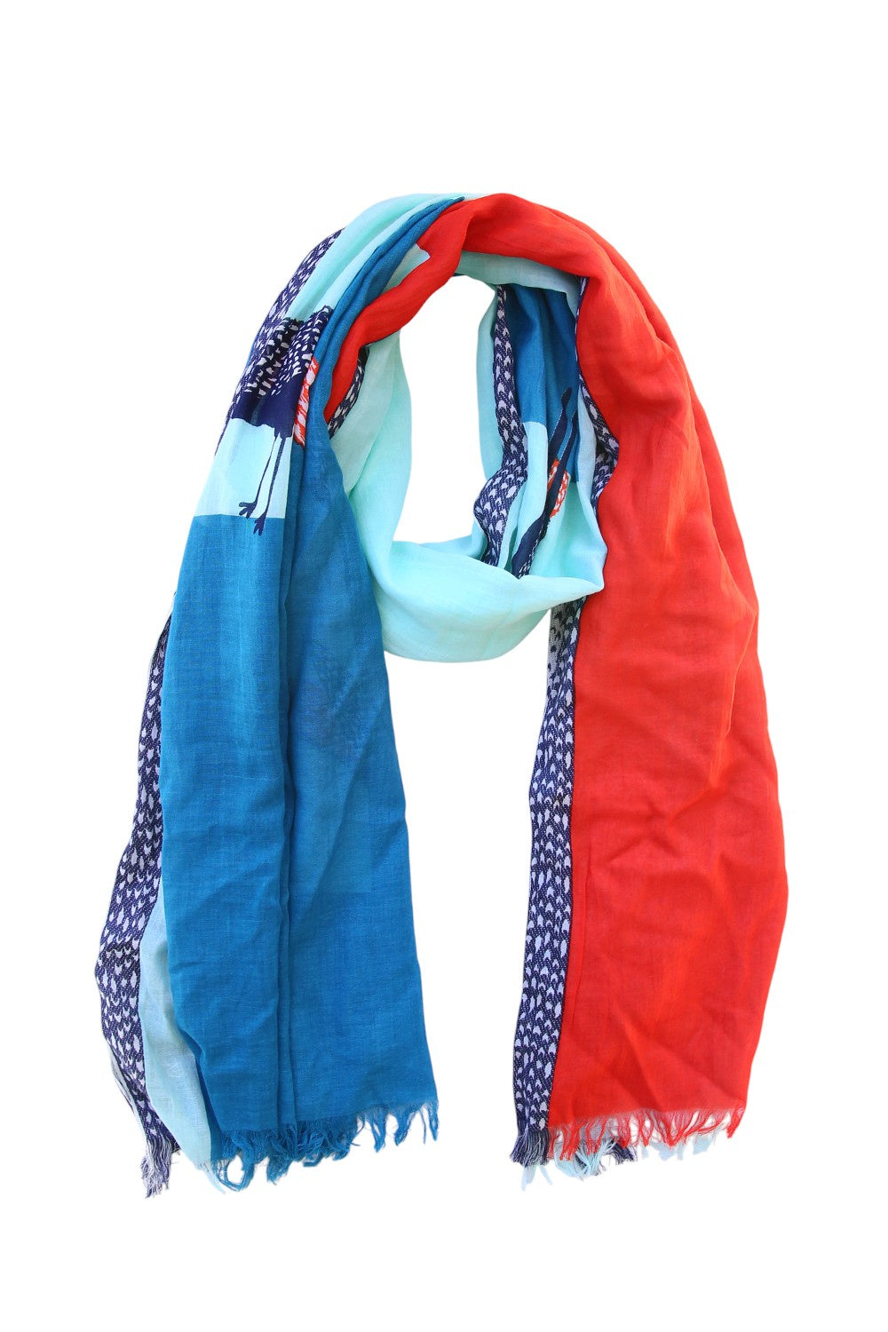 Inoui Editions Etole Birds Red Blue Scarf