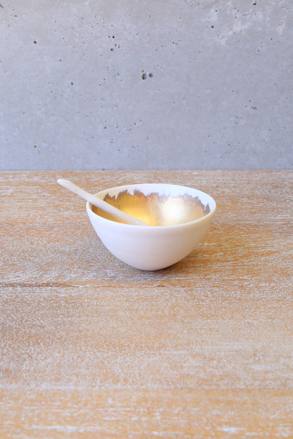 Italian Porcelain Condiment Serving Bowl with Spoon