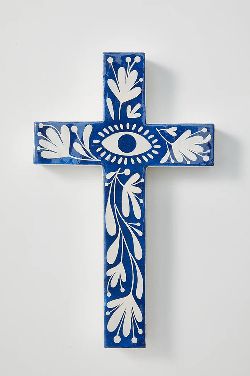 JONES &amp; CO TULUM CROSS LARGE BLUE EYE WALL ART