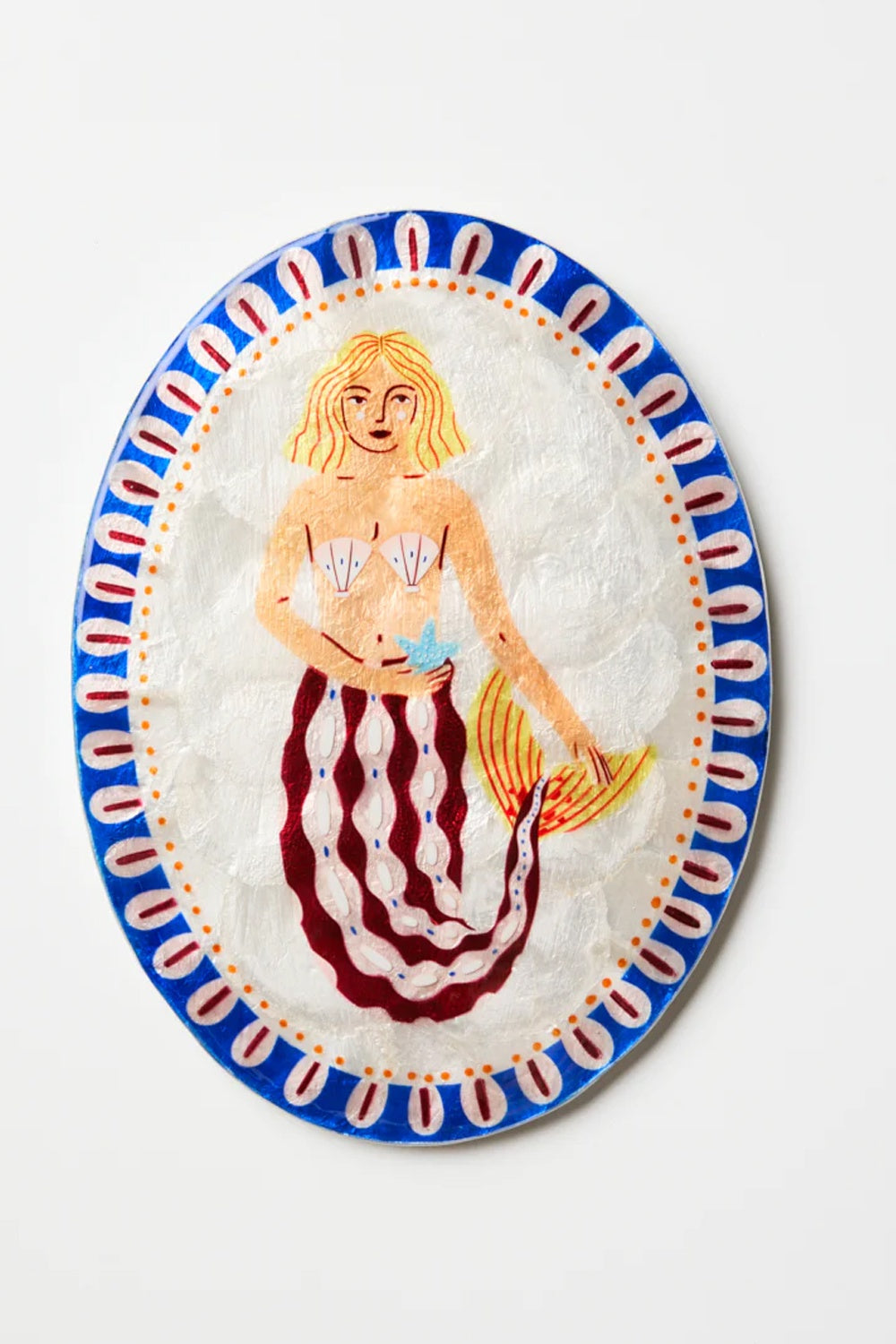 Jones &amp; Co Mermaid Coral Cowrie Tile Wall Art