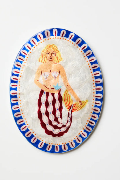 Jones &amp; Co Mermaid Coral Cowrie Tile Wall Art