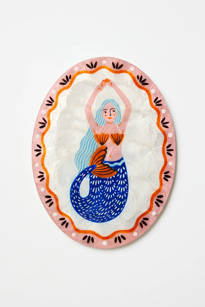 Jones &amp; Co Mermaid Pearl Fan Tile Wall Art