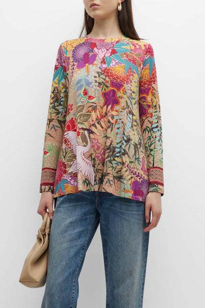 JOHNNY WAS GETSU FAVOURITE L/W CREW NECK SWING TEE