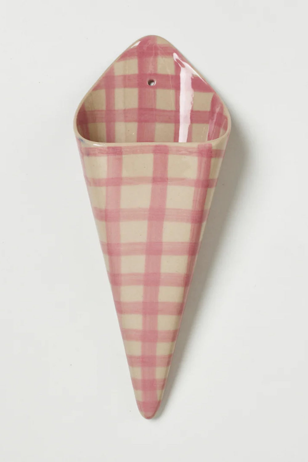 JONES &amp; CO FOLLY WALL VASE PINK CHECK