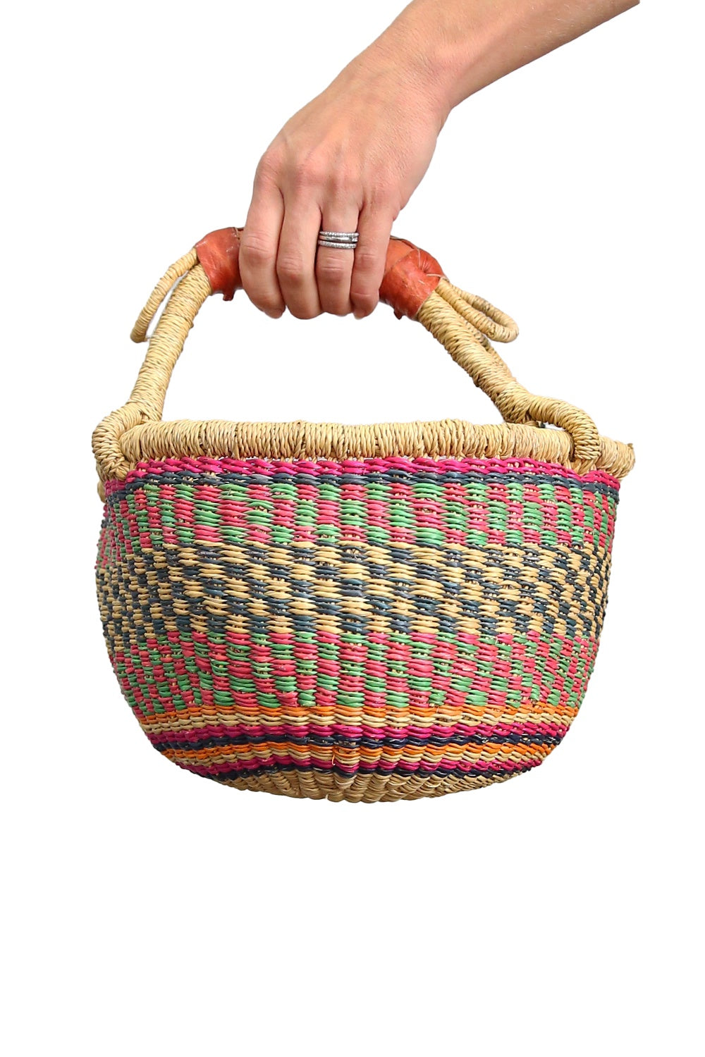 JUNGLE DIRECT ROUND BASKET WITH HANDLE MULTI MINI