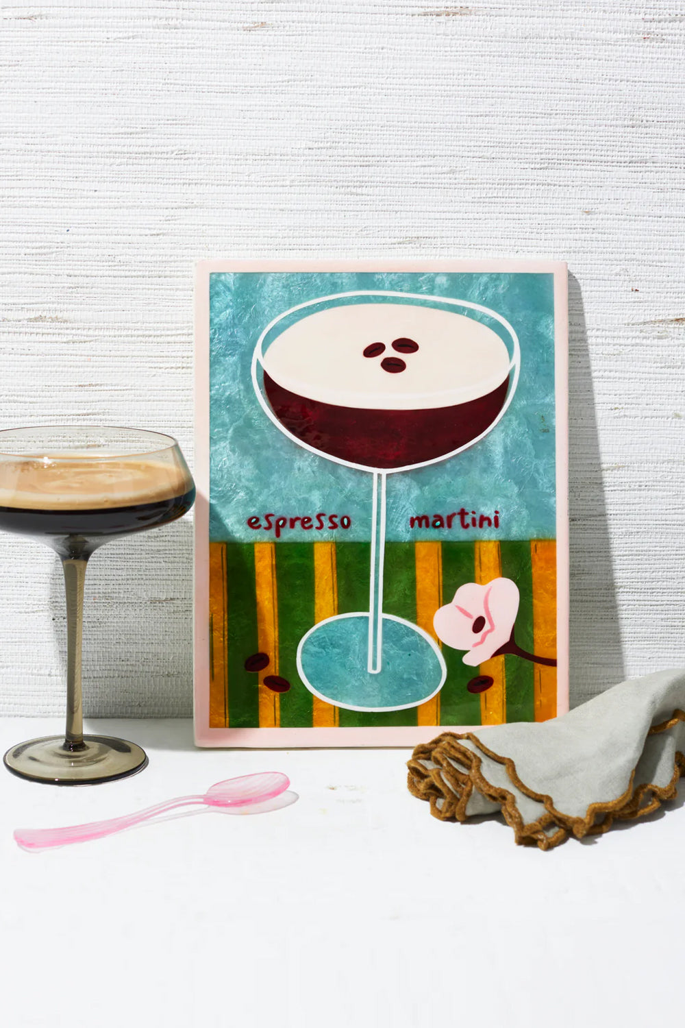Jones &amp; CO Happy Hour Espresso Tile Wall Art