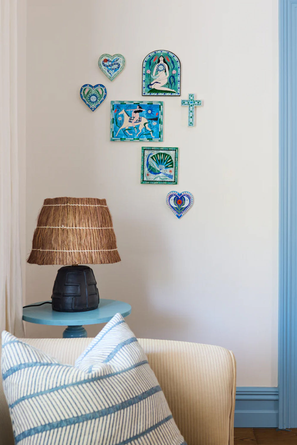 Jones &amp; Co Fable Peacock Blue Square Wall Art