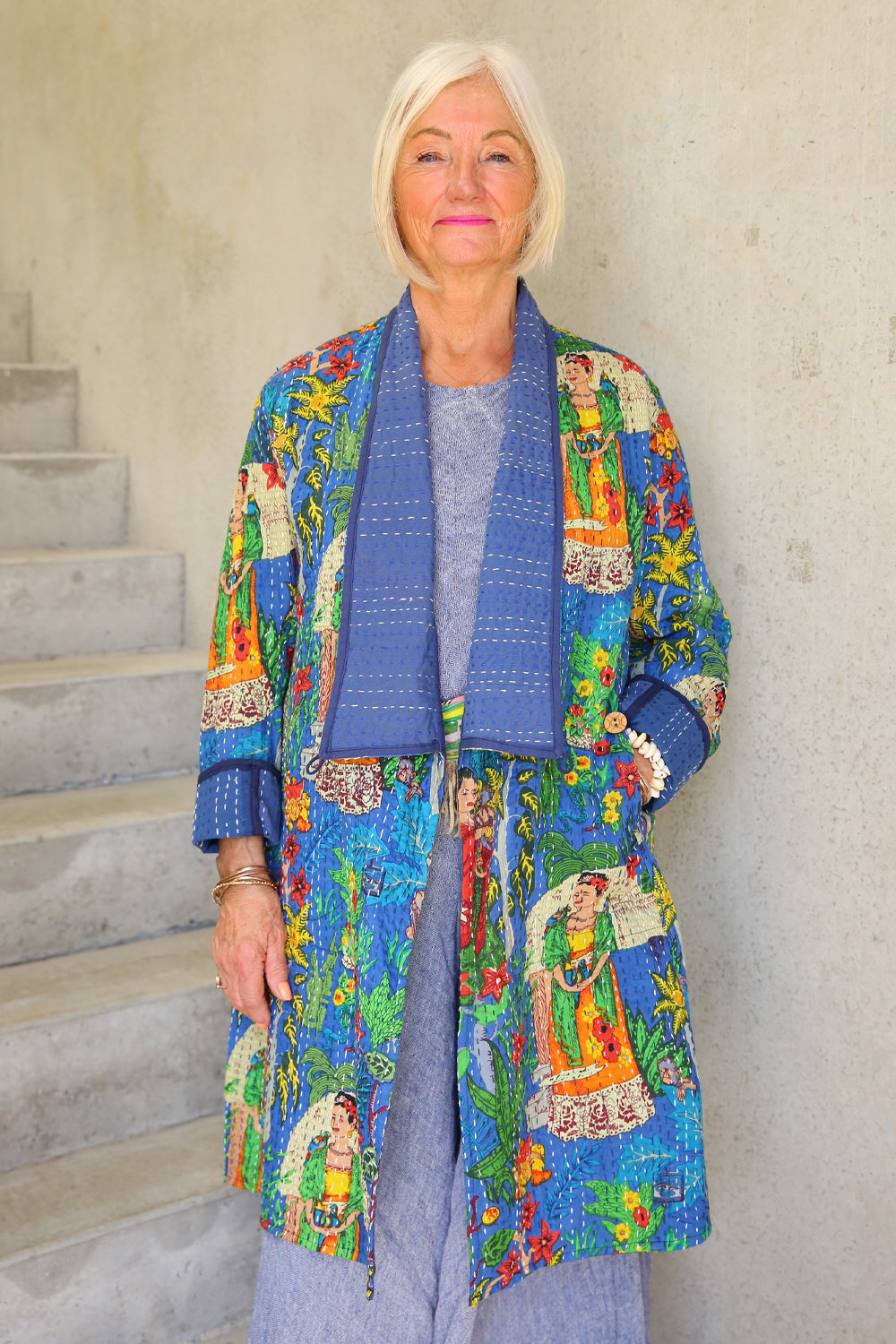 Frida Kantha Coat Blue