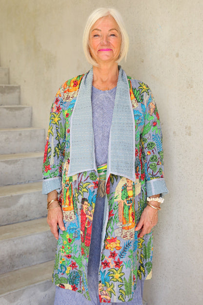 Frida Kantha Coat Grey